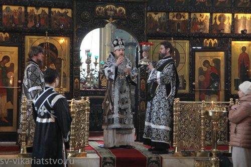 Епископ Иоанн совершил Литургию Преждеосвященных Даров в храме свв. мчч. Адриана и Наталии в Бабушкине