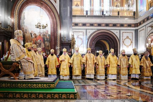 Архиепископ Егорьевский Матфей сослужил Святейшему Патриарху в праздник Торжества Православия