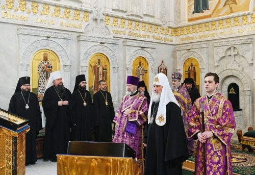 Архиепископ Егорьевский Матфей поздравил Святейшего Патриарха Кирилла с годовщиной архиерейского служения