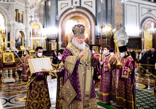 Архиепископ Егорьевский Матфей сослужил Святейшему Патриарху Кириллу в канун Недели 1-й Великого поста