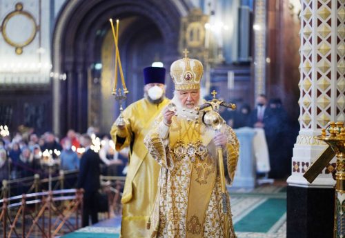 Сослужение архиепископа Егорьевского Матфея Святейшему Патриарху Кириллу в Неделю Православия