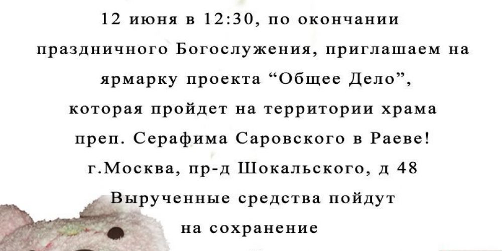 Благотворительная ярмарка в храме преподобного Серафима Саровского в Раево