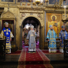 В праздник Успения Пресвятой Богородицы митрополит Арсений сослужил Предстоятелю Русской Церкви за Литургией в Успенском соборе Московского Кремля