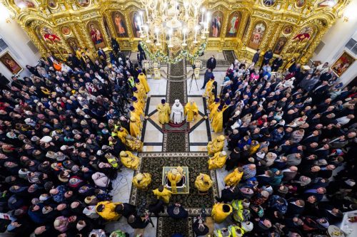 Предстоятель Русской Церкви освятил храм равноапостольных Мефодия и Кирилла в Ростокине и возглавил хиротонию архимандрита Дионисия (Шумилина) во епископа Россошанского