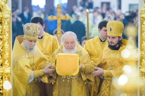 Архиепископ Егорьевский Матфей сослужил Предстоятелю Русской Церкви при великом освящении храма Живоначальной Троицы при бывшем приюте Бахрушиных