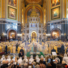 В семнадцатую годовщину интронизации Святейшего Патриарха Кирилла в Храме Христа Спасителя совершена Божественная литургия