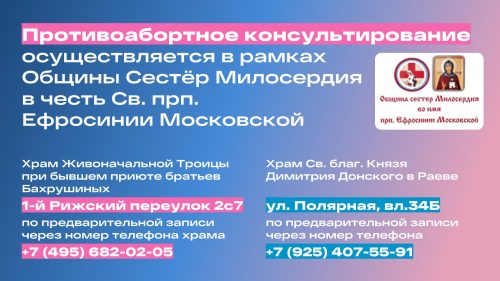 Противоабортное консультирование осуществляется в двух храмах викариатства