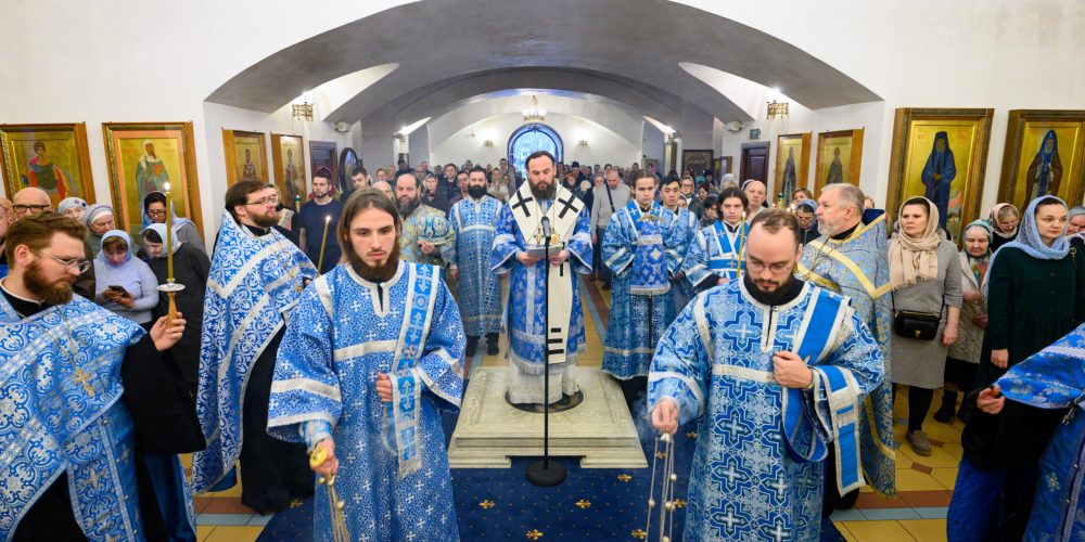 В канун Субботы Акафиста митрополит Арсений совершил утреню с чтением акафиста в храме Иконы Божией Матери «Неопалима Купина» в Отрадном 