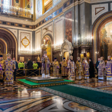 В четверг Страстной седмицы митрополит Арсений сослужил Предстоятелю Русской Церкви за Литургией в Храме Христа Спасителя