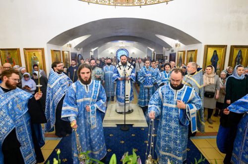 В канун Субботы Акафиста митрополит Арсений совершил утреню с чтением акафиста в храме Иконы Божией Матери «Неопалима Купина» в Отрадном 