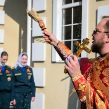 В день престольного праздника в храме великомученика Георгия Победоносца при Академии ГПС МЧС России совершена Литургия