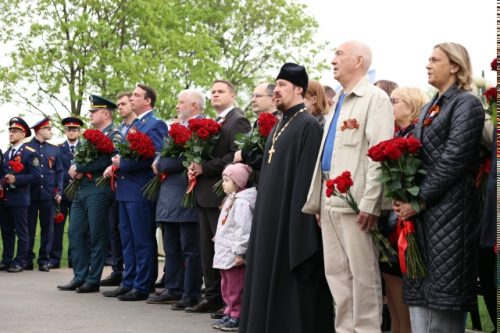 И.о.настоятеля храма святых равноапостольных Мефодия и Кирилла в Ростокине выступил на районном митинге в честь 81-годовщины Великой Победы